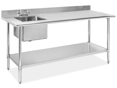  Mesa de trabajo con marco I de aluminio con tapa de acero  inoxidable. Tamaño: 34 H x 72 W x 30 D : Productos de Oficina