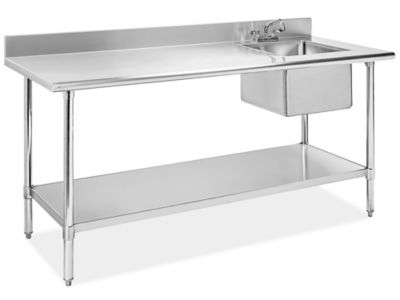 Stainless Steel Worktable with Sink 72 x 30