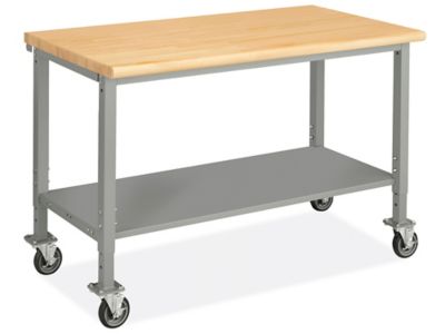 Mobile Heavy-Duty Packing Table - 60 x 30", Maple Top with Rounded Edge H-9005-MAP