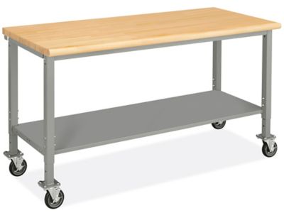 Mobile Heavy-Duty Packing Table - 72 x 30", Maple Top with Rounded Edge H-9006-MAP