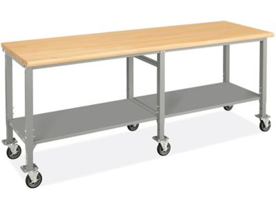 Mobile Heavy-Duty Packing Table - 96 x 30", Maple Top with Rounded Edge H-9007-MAP