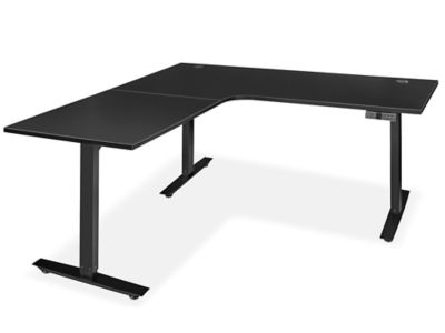 Electric Adjustable Height L-Desk - 72 x 72 x 30", Black H-9019BL