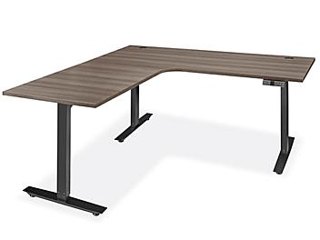 Electric Adjustable Height L-Desk - 72 x 72 x 30", Gray H-9019GR