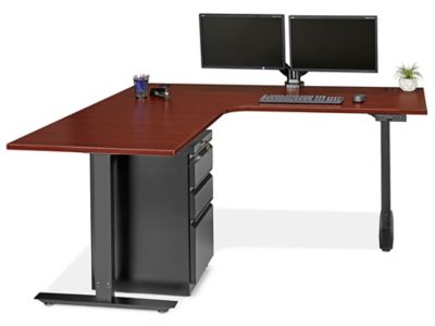 Classic Office L-Desk with Hutch - 72 x 72, Mahogany H-9265 - Uline