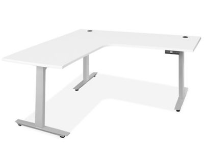 Electric Adjustable Height L-Desk - 72 x 72 x 30", White, Ontario Only H-9019W-C