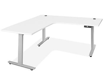 Electric Adjustable Height L-Desk - 72 x 72 x 30", White H-9019W