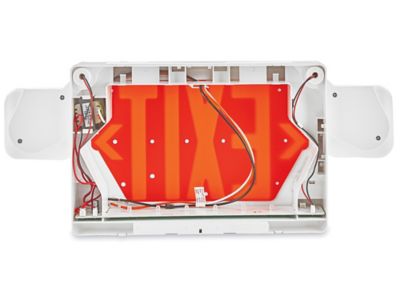 Hard-Wired Exit Sign - Plastic with Emergency Lights, Red Letters