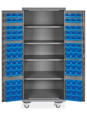 Mobile Bin Storage Cabinet - 36 x 24 x 84", 90 Bins