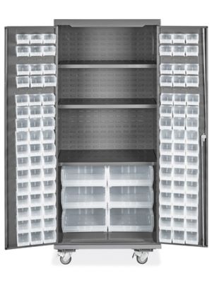 Bin Storage Cabinet - 36 x 24 x 78, 102 Blue Bins H-8346BLU - Uline