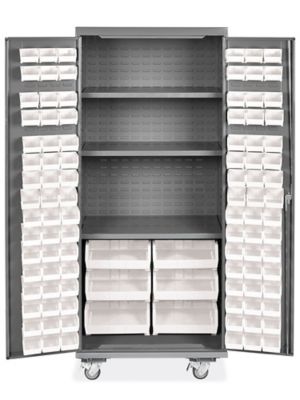 36 Assembled Mobile Bin Storage Cabinet with Doors and 36 3 Bins - 8 –  Steven's I.D.SYSTEMS®