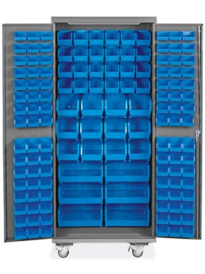 Mobile Bin Storage Cabinet - 36 x 24 x 84, 138 Yellow Bins H-9050Y - Uline