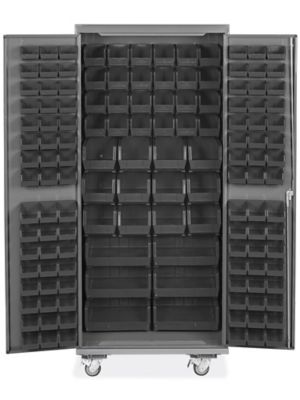Mobile Bin Storage Cabinet - 36 x 24 x 84, 138 Yellow Bins H-9050Y - Uline