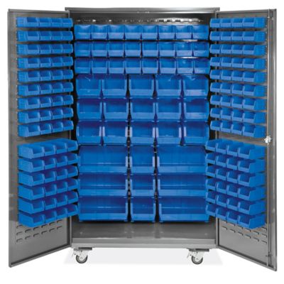 Mobile Bin Storage Cabinet - 48 x 24 x 84, 168 Bins