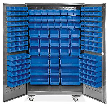 Mobile Bin Storage Cabinet - 48 x 24 x 84", 168 Bins