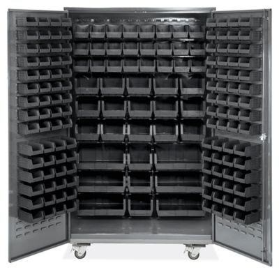 Mobile Bin Storage Cabinet - 36 x 24 x 84, 138 Yellow Bins H-9050Y - Uline