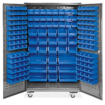 Mobile Bin Storage Cabinet 48 X 24, Uline Storage Bins On Wheels