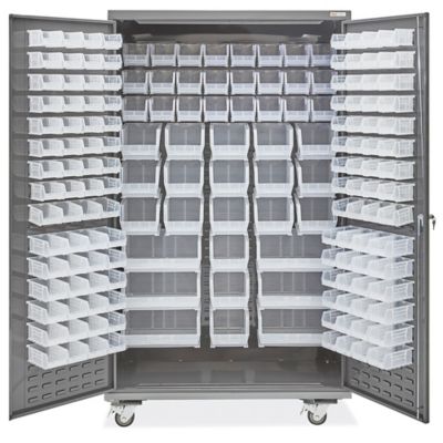 Clear-View Mobile Storage Cabinet - 48 x 24 x 84, Assembled, Tan H-9092AT  - Uline