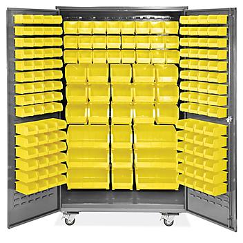 Mobile Bin Storage Cabinet - 48 x 24 x 84", 168 Yellow Bins H-9052Y