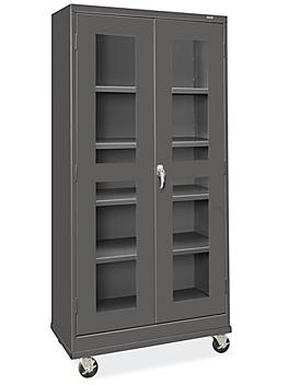 Clear-View Mobile Storage Cabinet - 36 x 18 x 78", Assembled, Black H-9090ABL