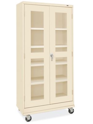 Clear-View Mobile Storage Cabinet - 36 x 18 x 78", Assembled, Tan H-9090AT
