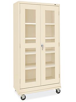 Clear-View Mobile Storage Cabinet - 36 x 18 x 78", Assembled, Tan H-9090AT