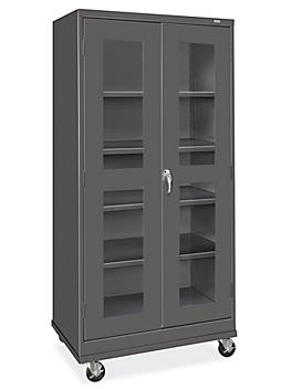 Clear-View Mobile Storage Cabinet - 36 x 24 x 78", Assembled, Black H-9091ABL