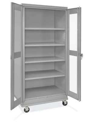 Clear-View Mobile Storage Cabinet - 48 x 24 x 84, Assembled, Tan H-9092AT  - Uline