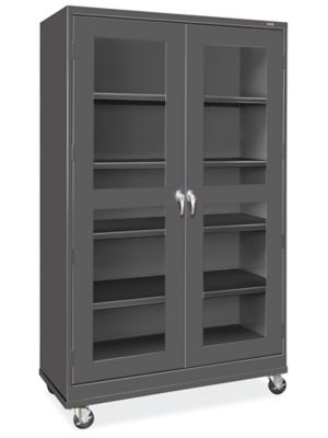 Clear-View Mobile Storage Cabinet - 48 x 24 x 84", Assembled, Black H-9092ABL