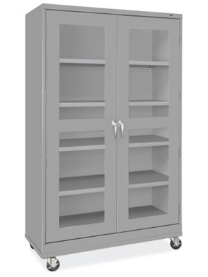 Clear-View Mobile Storage Cabinet - 48 x 24 x 84", Assembled, Gray H-9092AGR