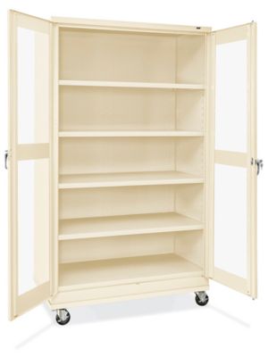 Clear-View Mobile Storage Cabinet - 48 x 24 x 84, Assembled, Tan H-9092AT  - Uline