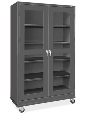Clear-View Mobile Storage Cabinet - 48 x 24 x 84, Assembled, Tan H-9092AT  - Uline