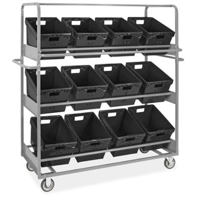 Rubbermaid® Black Utility Cart with Drawer - 44 x 26 x 33 H-2475 - Uline