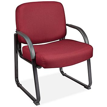 Big and Tall Sled Base Chair with Arms - Fabric, Burgundy H-9128BU
