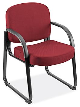 Fabric Sled Base Chair with Arms - Burgundy H-9129BU