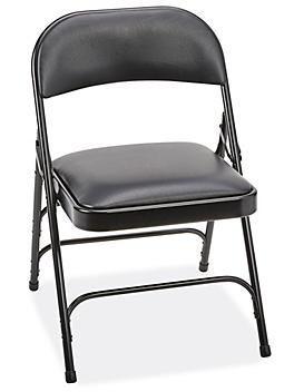 Big and Tall Folding Chairs - Vinyl Padded, Black H-9136BL