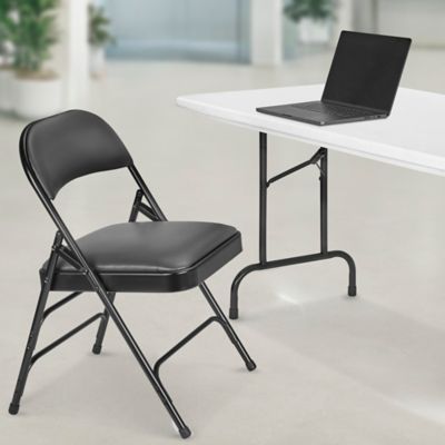 Big and Tall Folding Chairs - Vinyl Padded, Black H-9136BL - ULINE