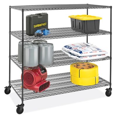 Black Mobile Shelving - 72 x 36 x 69", Black Casters H-9150BL-BL