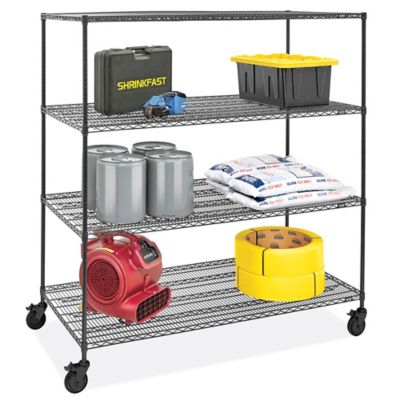 Black Mobile Shelving - 72 x 36 x 78", Black Casters H-9151BL-BL