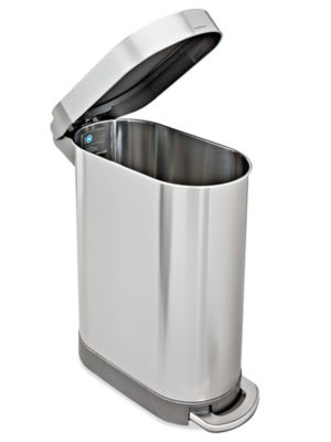 simplehuman® Slim Step-On Trash Can - 12 Gallon, Matte Black Steel H-10721  - Uline