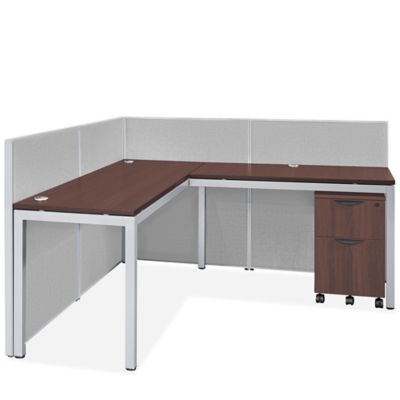 Single Row Downtown Privacy Workstation - 1-Person, 42" Height, Espresso H-9207-42ESP