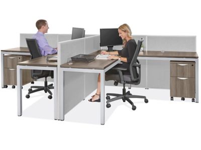 Downtown Office Workstation - 2-Person L-Desk, 120 x 72, Gray H-8248 -  Uline