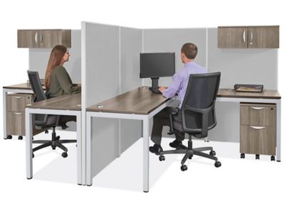 Downtown Office Workstation - 2-Person L-Desk, 120 x 72, Gray H-8248 -  Uline