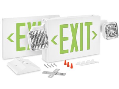 Hard-Wired Exit Sign - Plastic with Emergency Lights, Red Letters