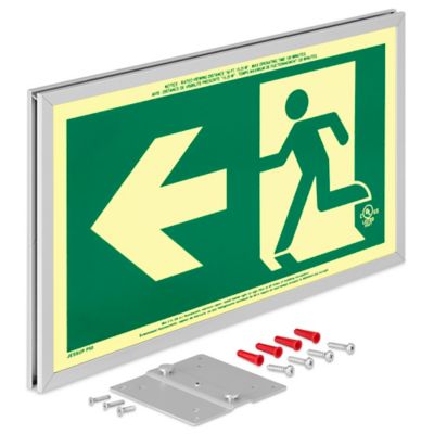 Glo Brite® Exit Sign - Running Man, Double Sided, Green H-9410 - ULINE