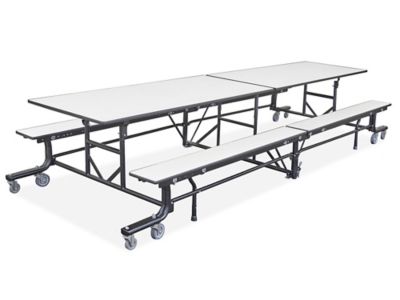 Rectangle Mobile Cafeteria Table with Benches