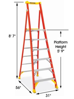 Fiberglass Podium Ladder - 9' Overall Height H-9478 - Uline