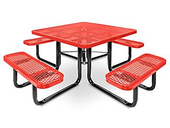 Metal Picnic Table - 46" Square, Red H-9537R