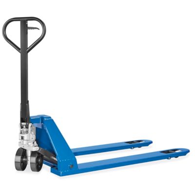 Uline Industrial Pallet Truck - Low Profile Fork, 48 x 27", Blue H-9612