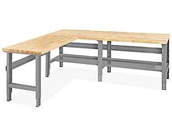 L-Shaped Industrial Packing Table - 96 x 78", Maple Top H-9620-SMAP
