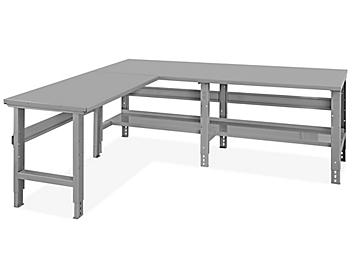L-Shaped Industrial Packing Table - 96 x 78", Steel Top H-9620-STEEL